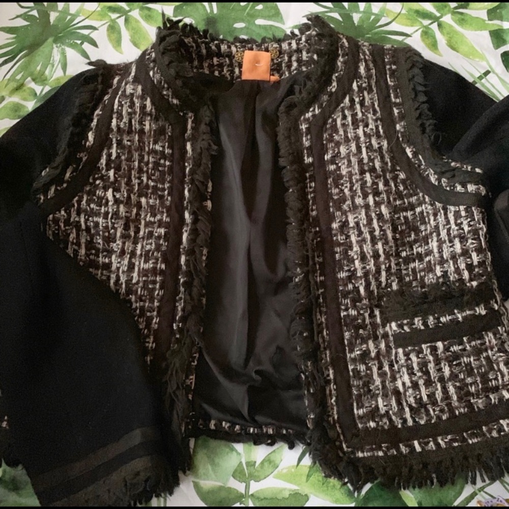 Tory Burch Tweed Black White Boucle Jacket